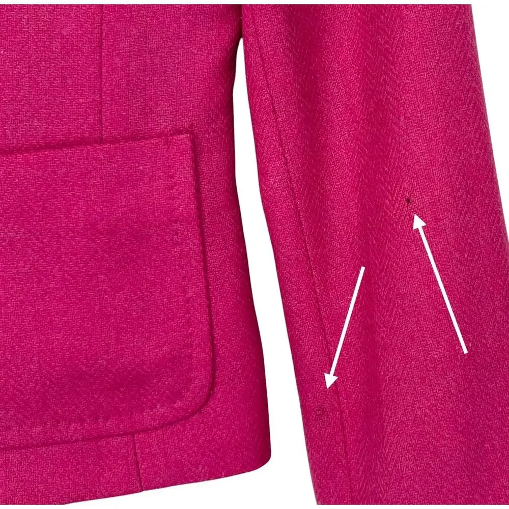 J. Crew Vintage Robert Noble Scottish Wool Herringbone Blazer Pink 70309 Size 2